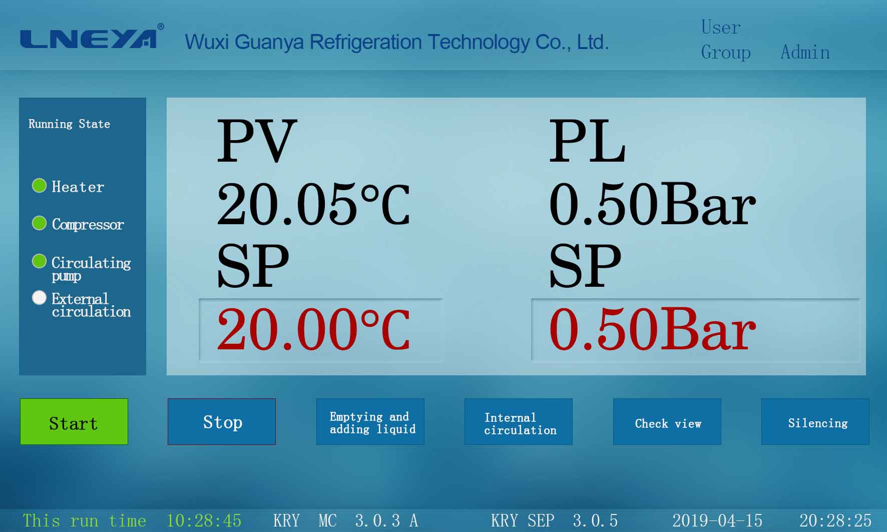 chiller touch screen